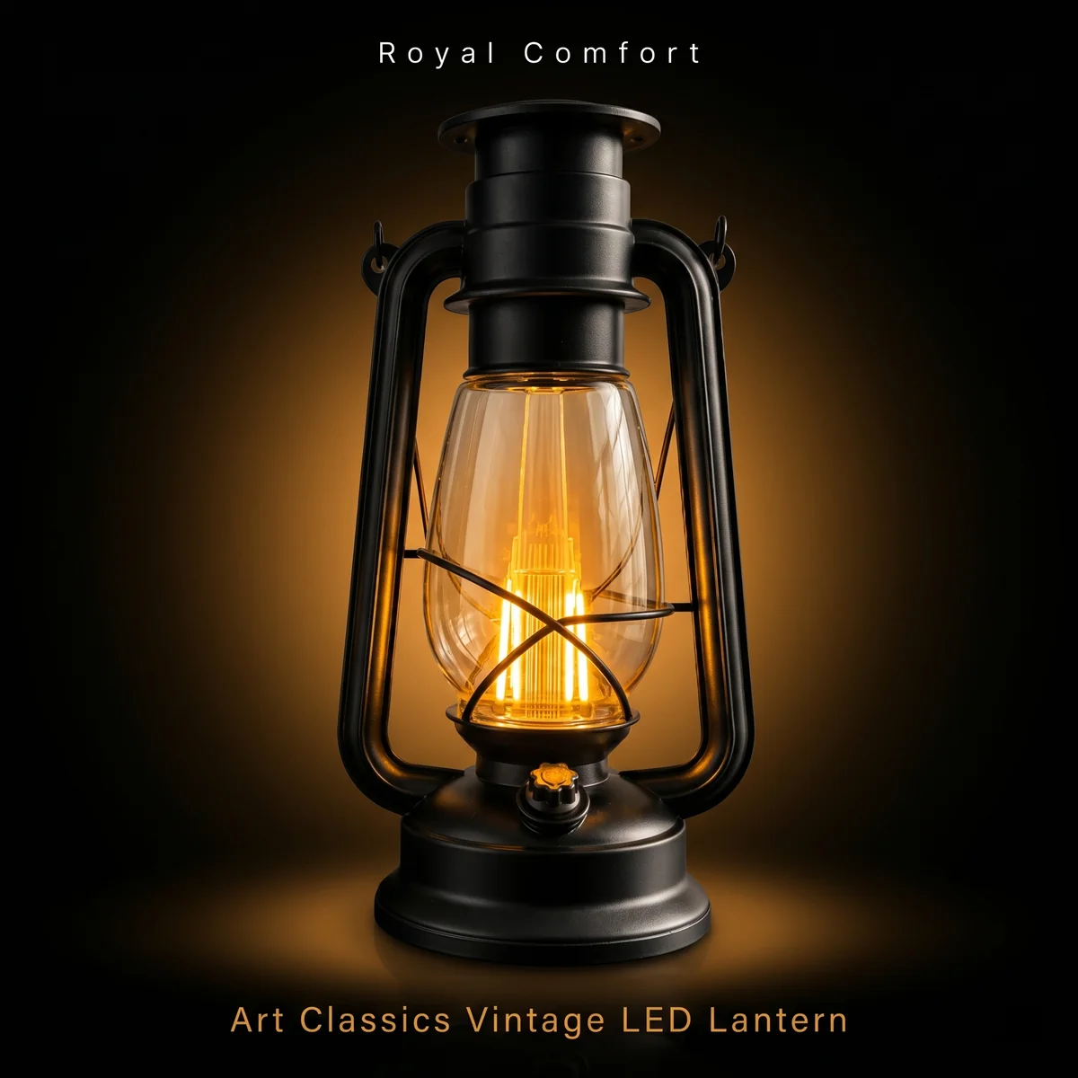 Solar Vintage Lantern glowing — Royal Comfort Kenya